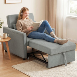 Fauteuil-lit Erline 3 en 1 convertible dossier réglable gris