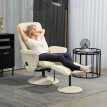 Fauteuil de massage Norson inclinable avec repose-pieds blanc crème