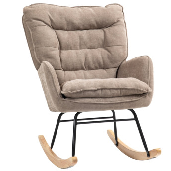 Ralen Fauteuil à bascule confortable chenille marron