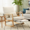 Fauteuil à bascule Erlroin velours inclinable repose-pieds crème