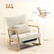 Fauteuil à bascule Erlroin velours inclinable repose-pieds crème