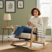 Fauteuil à bascule Erlroin velours inclinable repose-pieds crème