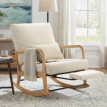 Fauteuil à bascule Erlroin velours inclinable repose-pieds crème