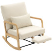 Fauteuil à bascule Erlroin velours inclinable repose-pieds crème