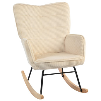 Fauteuil à Bascule Dareac Vintage Rembourré Beige