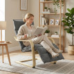 Fauteuil Lorisven balancement doux repose pieds lin gris