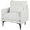 Fauteuil Aris salon rembourré tissu effet lin accoudoirs blanc