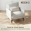 Fauteuil Aris salon rembourré tissu effet lin accoudoirs blanc