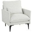 Fauteuil Aris salon rembourré tissu effet lin accoudoirs blanc