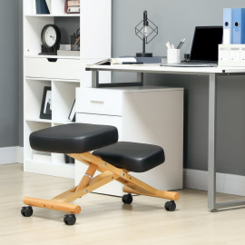 Coras Chaise posturale à genoux ergonomique réglable avec roulettes Noir