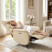 Fauteuil relax Zelonon électrique inclinable pivotant USB Type-C beige