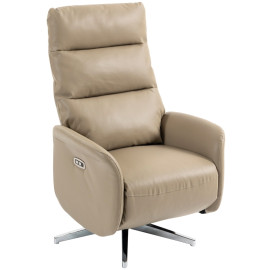 Fauteuil relax électrique Alum inclinable pivotant USB Type-C marron