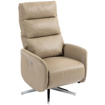 Fauteuil relax électrique Alum inclinable pivotant USB Type-C marron