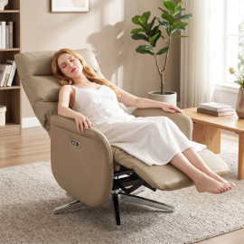 Fauteuil relax électrique Alum inclinable pivotant USB Type-C marron