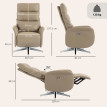 Fauteuil relax électrique Alum inclinable pivotant USB Type-C marron