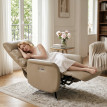 Fauteuil relax électrique Alum inclinable pivotant USB Type-C marron