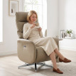 Fauteuil relax électrique Alum inclinable pivotant USB Type-C marron
