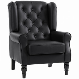 Fauteuil Veroier cuir PU fauteuil chambre accoudoirs noir