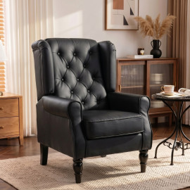 Fauteuil Veroier cuir PU fauteuil chambre accoudoirs noir