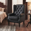 Fauteuil Veroier cuir PU fauteuil chambre accoudoirs noir