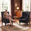 Fauteuil Veroier cuir PU fauteuil chambre accoudoirs noir