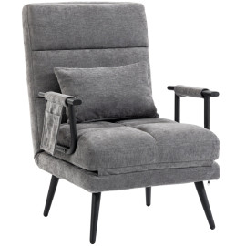 Velora fauteuil lit pliable 3 en 1 chenille gris
