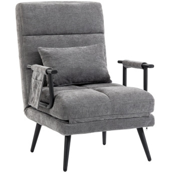 Velora fauteuil lit pliable 3 en 1 chenille gris