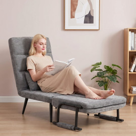 Velora fauteuil lit pliable 3 en 1 chenille gris