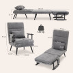Velora fauteuil lit pliable 3 en 1 chenille gris