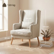 Fauteuil Falvik à oreilles aspect lin dossier haut beige