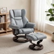 Fauteuil relax Isac pivotant inclinable avec repose pieds gris clair