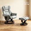 Fauteuil relax Isac pivotant inclinable avec repose pieds gris clair