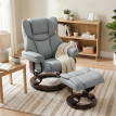Fauteuil relax Isac pivotant inclinable avec repose pieds gris clair