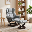 Fauteuil relax Isac pivotant inclinable avec repose pieds gris clair
