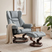 Fauteuil relax Isac pivotant inclinable avec repose pieds gris clair