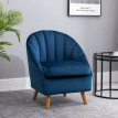 Fauteuil Montian velours rembourré pieds bois Bleu