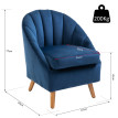 Fauteuil Montian velours rembourré pieds bois Bleu