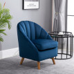 Fauteuil Montian velours rembourré pieds bois Bleu