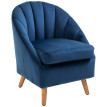 Fauteuil Montian velours rembourré pieds bois Bleu