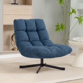 Estos fauteuil lounge pivotant sans accoudoirs chenille bleu foncé