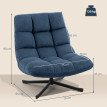 Estos fauteuil lounge pivotant sans accoudoirs chenille bleu foncé