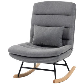 Fauteuil Aubio à bascule aspect lin dossier haut coussin lombaire gris clair