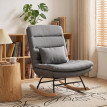 Fauteuil Aubio à bascule aspect lin dossier haut coussin lombaire gris clair