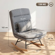 Fauteuil Aubio à bascule aspect lin dossier haut coussin lombaire gris clair