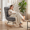 Fauteuil Aubio à bascule aspect lin dossier haut coussin lombaire gris clair