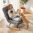 Fauteuil Aubio à bascule aspect lin dossier haut coussin lombaire gris clair