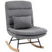 Fauteuil Aubio à bascule aspect lin dossier haut coussin lombaire gris clair