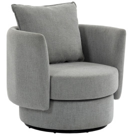 Fauteuil d'appoint Harinis pivotant 360 tissu effet lin gris clair