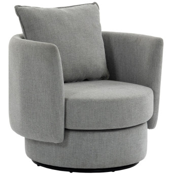 Fauteuil d'appoint Harinis pivotant 360 tissu effet lin gris clair