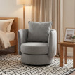 Fauteuil d'appoint Harinis pivotant 360 tissu effet lin gris clair